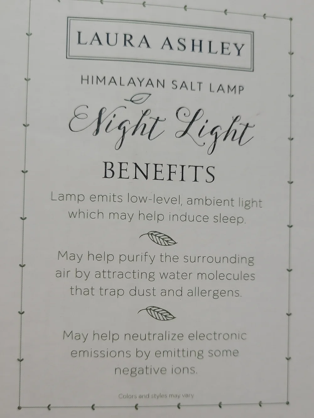 LAURA ASHLEY HIMALAYAN SALT LAMP NIGHT LIGHT NIB